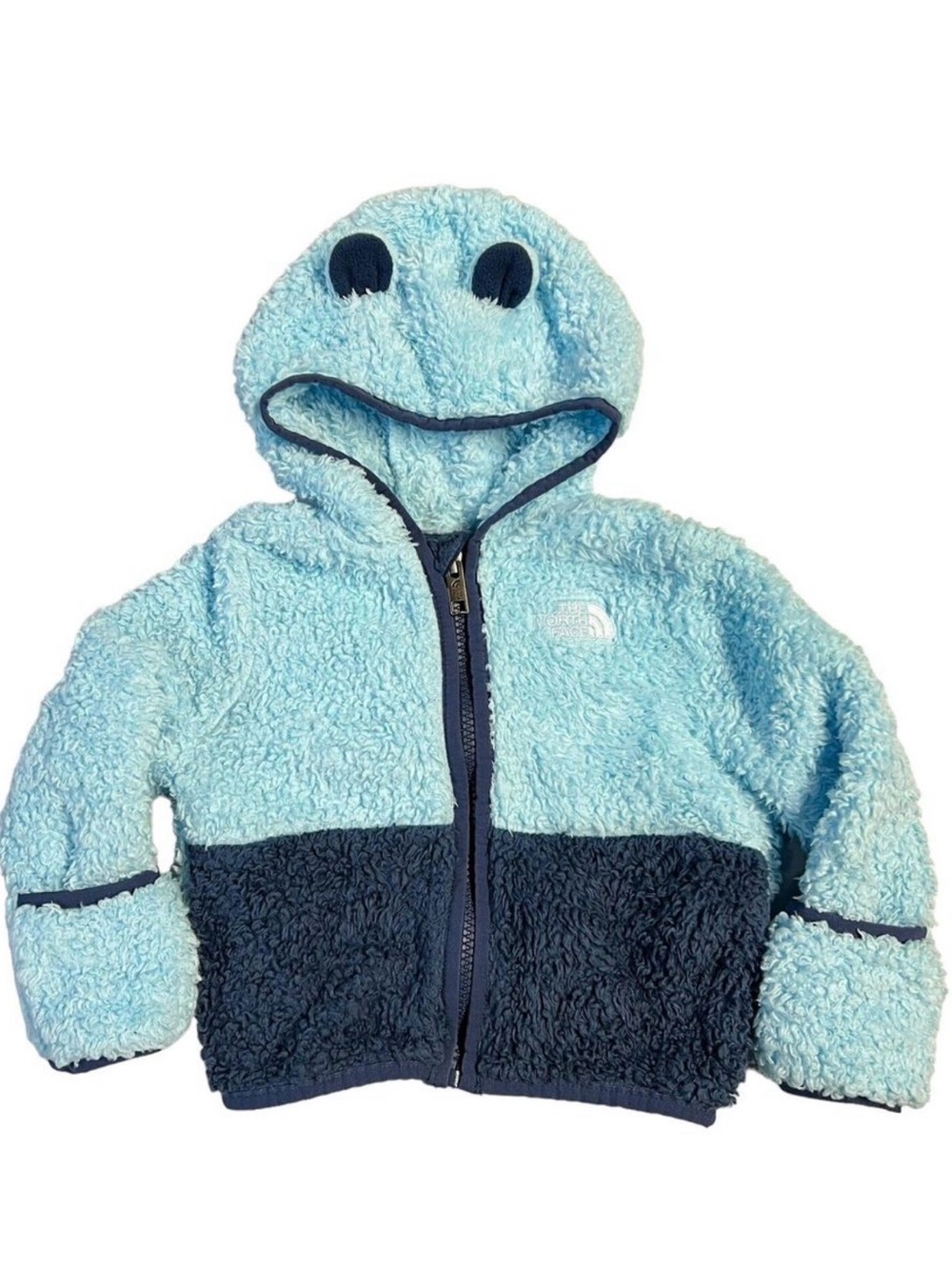 The North Face Kids Sherpa Hoodie in Light Blue & Navy